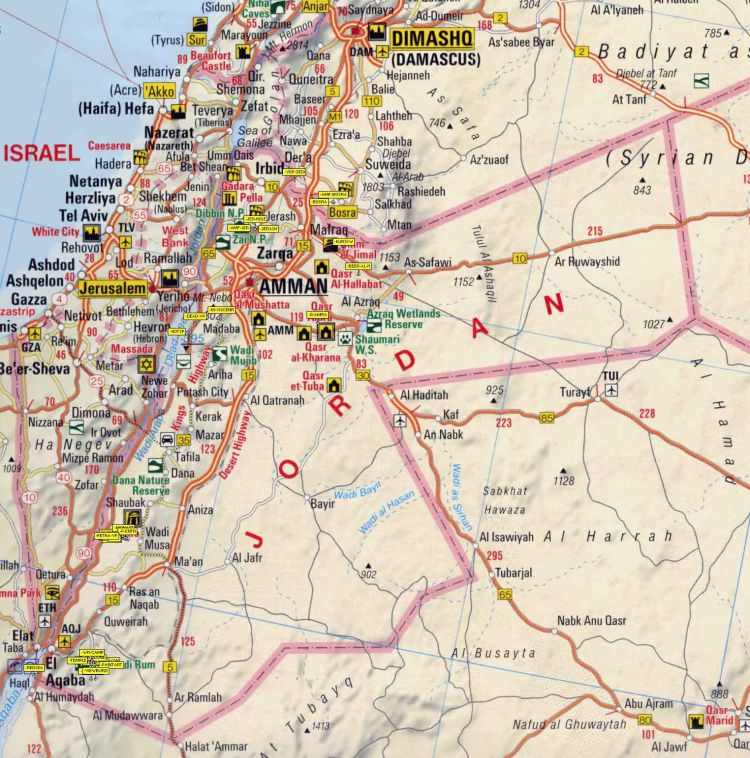 Географическая карта Иордании